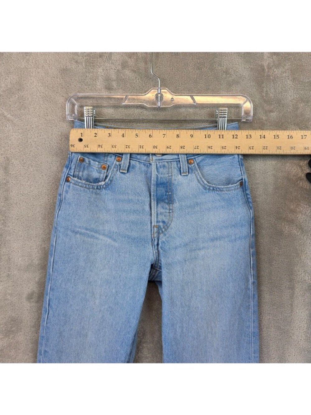 Levis Premium 501 Straight Jeans Womens W23 Blue Light Wash High Rise Denim - Picture 9 of 16